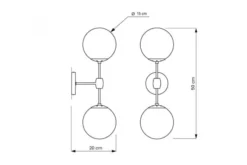 Arrediorg Applique lampada da parete di design in ottone con sfere vetro ZODIAK W2