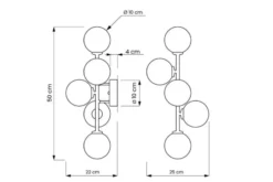 Arrediorg Applique lampada da parete di design MARSIADA W5 Oro caldo