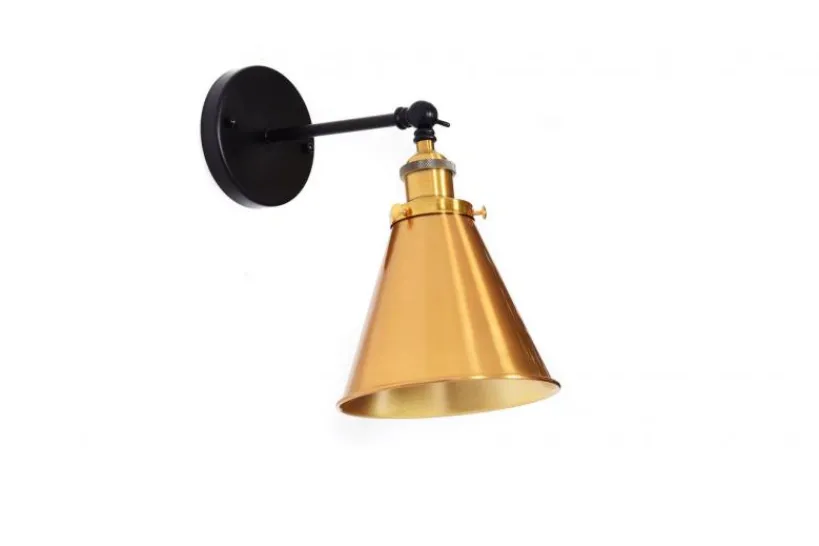 Arrediorg Applique lampada da parete stile industriale con ottone GORI W1