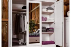 Arrediorg Armadio 3 ante con specchio in legno massello toscano shabby
