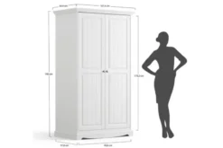 Arrediorg Armadio 2 ante shabby chic pino massello bianco e cornice noce