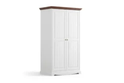 Arrediorg Armadio 2 ante shabby chic pino massello bianco e cornice noce