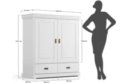 Arrediorg Armadio basso top miele legno massello 2 ante bianco toscano shabby