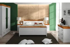 Arrediorg Armadio legno massello 3 ante con specchio bianco e miele toscano shabby