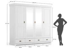 Arrediorg Armadio legno massello 4 ante specchi shabby toscano