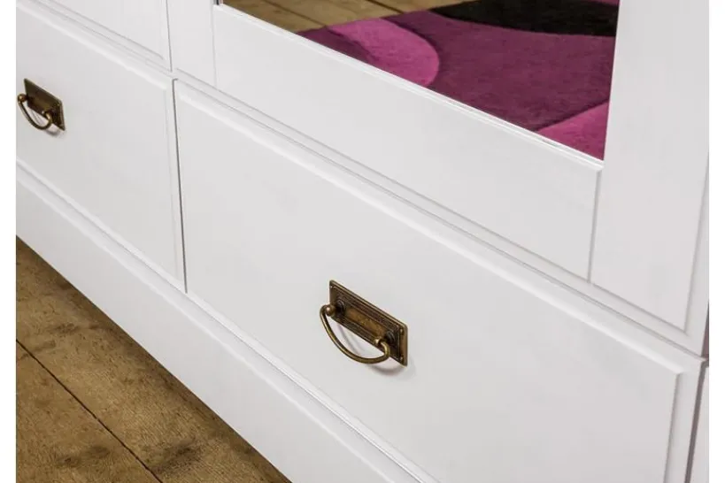 Arrediorg Armadio legno massello bianco top miele 4 ante specchi shabby toscano