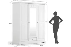 Arrediorg Armadio shabby chic legno massello di pino 3 ante con specchio