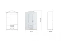 Arrediorg Armadio stile provenzale 3 ante legno bianco Princess 806