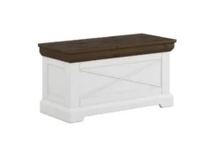 Arrediorg Baule shabby bianco e tabacco in legno massello di pino