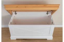 Arrediorg Cassapanca bicolore bianca naturale pino massello shabby country