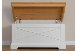 Arrediorg Cassapanca bicolore bianca naturale pino massello shabby country