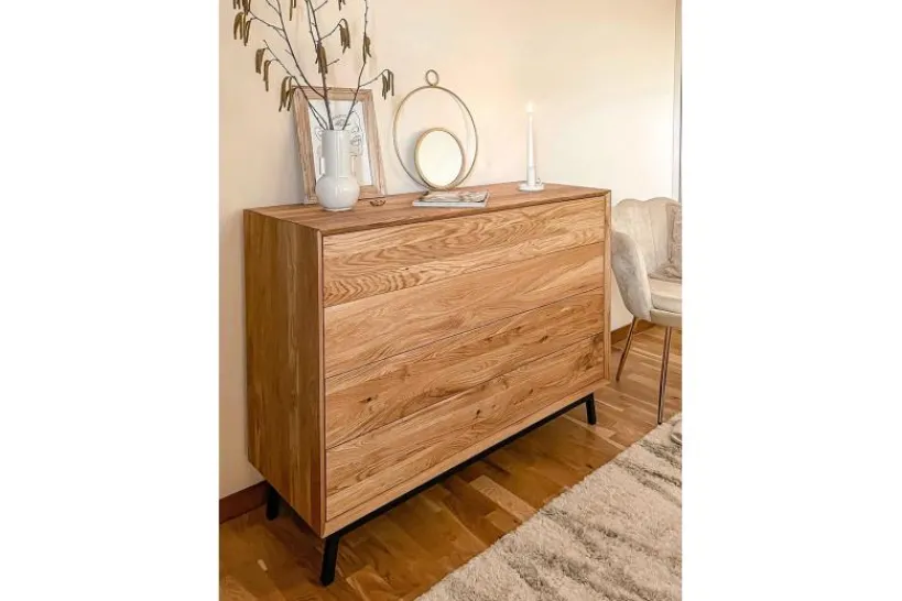 Arrediorg Cassettiera in massello naturale oliato design moderno