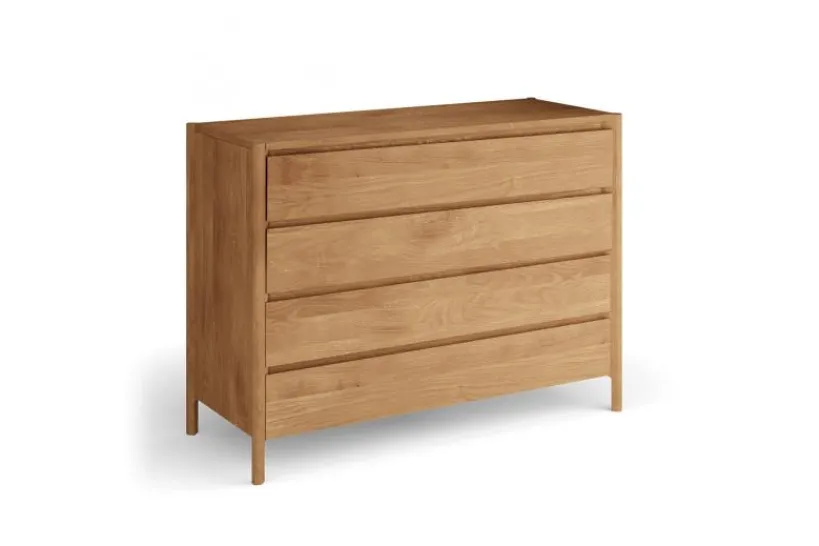 Arrediorg Cassettiera moderna in legno massello di oliato 4 cassetti