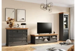Arrediorg Cassettiera shabby chic pino massello piano color rovere