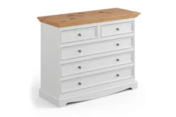 Arrediorg Cassettone shabby chic pino massello bianco e naturale