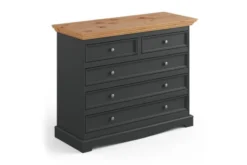 Arrediorg Comò cassettone in legno massello di pino grafite top naturale shabby chic