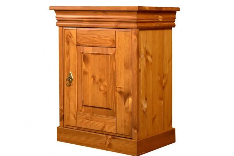 Arrediorg Comodino legno massello di pino color toscano shabby