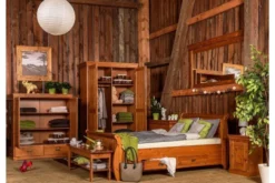 Arrediorg Comodino legno massello di pino color toscano shabby