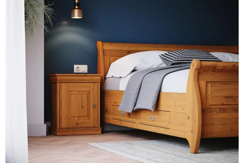 Arrediorg Comodino legno massello di pino color toscano shabby