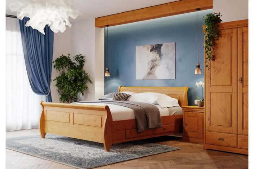 Arrediorg Comodino legno massello di pino color toscano shabby
