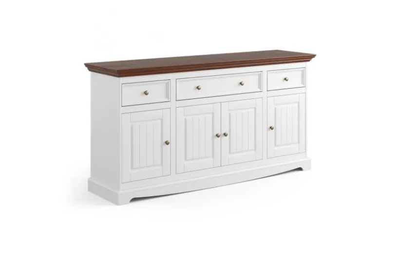 Arrediorg Consolle shabby chic pino massello bianco e top noce