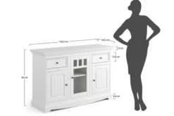 Arrediorg Credenza con cristalliera shabby chic pino massello bianco e top noce