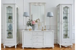 Arrediorg Credenza provenzale bianca in legno 2 ante e 4 cassetti PRINCESS 887
