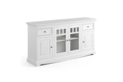 Arrediorg Credenza vetrina shabby chic pino massello bianca