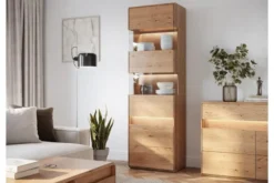 Arrediorg Cristalliera alta 1 anta apertura sinistra in legno naturale massello moderna