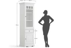 Arrediorg Cristalliera 1 anta sinistra shabby chic pino massello bianco top noce