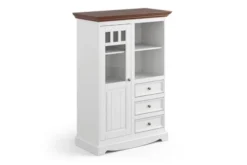 Arrediorg Cristalliera bassa shabby chic pino massello bianco e piano noce
