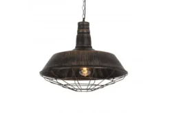 Arrediorg Lampada a sospensione in stile industriale vintage ARIGIO D35 oro antico con