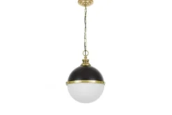 Arrediorg LAMPADA A SOSPENSIONE LOFT NERA E OTTONE LARGO