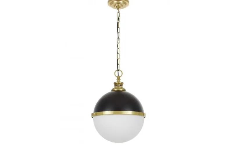 Arrediorg LAMPADA A SOSPENSIONE LOFT NERA E OTTONE LARGO