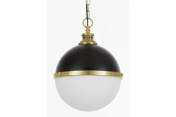 Arrediorg LAMPADA A SOSPENSIONE LOFT NERA E OTTONE LARGO
