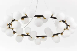 Arrediorg LAMPADA A SOSPENSIONE MODERNA NERA E OTTONE MARSIADA W40