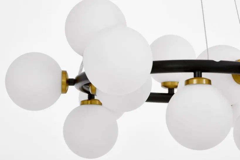 Arrediorg LAMPADA A SOSPENSIONE MODERNA NERA E OTTONE MARSIADA W15