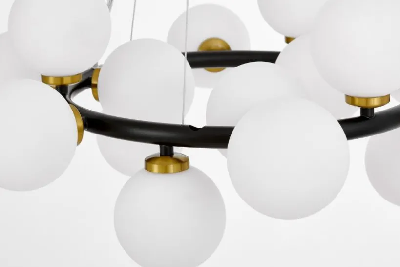 Arrediorg LAMPADA A SOSPENSIONE MODERNA NERA E OTTONE MARSIADA W15