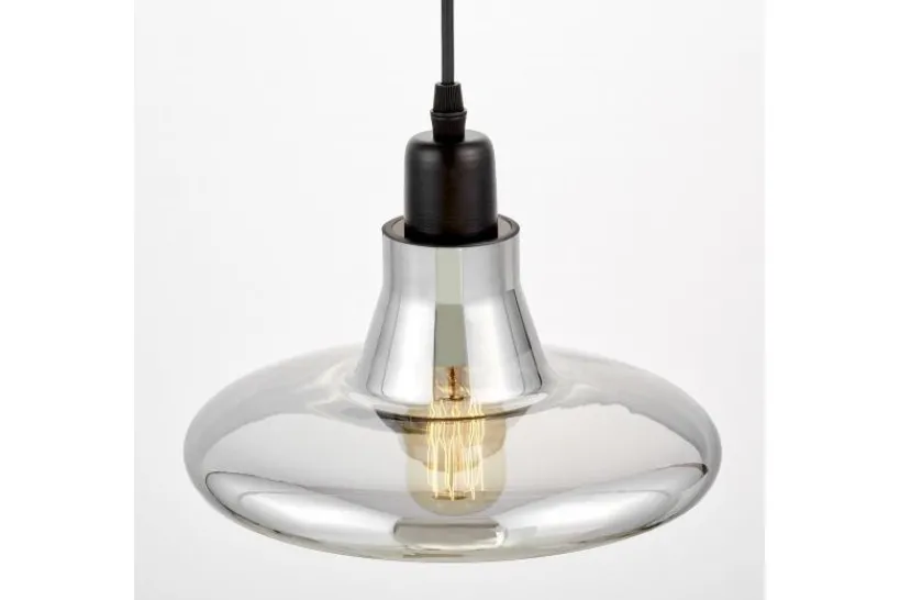 Arrediorg Lampada a sospensione stile industriale in vetro grigio fumo ALTONI