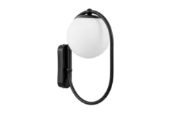 Arrediorg Lampada da parete a sfera bianca e struttura nera PANARI W1