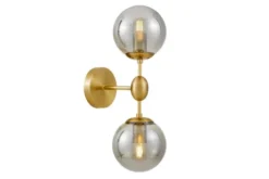 Arrediorg Lampada da parete sfere grigio fumo due bracci ZODIAK W2