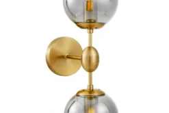 Arrediorg Lampada da parete sfere grigio fumo due bracci ZODIAK W2