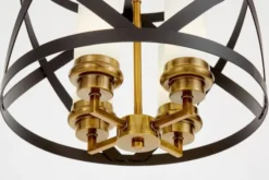 Arrediorg Lampada da soffitto industrial vintage nera e ottone a gabbia ASTILA W3
