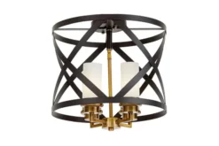 Arrediorg Lampada da soffitto industrial vintage nera e ottone a gabbia ASTILA W3