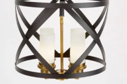 Arrediorg Lampada da soffitto industrial vintage nera e ottone a gabbia ASTILA W3