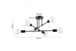 Arrediorg LAMPADA DA SOFFITTO MODERNA NERA NOVA W6