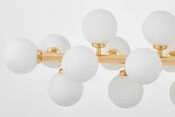 Arrediorg Lampadario a sospensione a bocce bianche e ramo oro 24 punti luce PETRICA W24