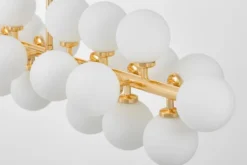 Arrediorg Lampadario a sospensione a bocce bianche e ramo oro 24 punti luce PETRICA W24