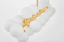 Arrediorg Lampadario a sospensione a bocce bianche e ramo oro 24 punti luce PETRICA W24