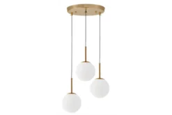 Arrediorg Lampadario a sospensione a tre sfere struttura ottone FREDICA W3